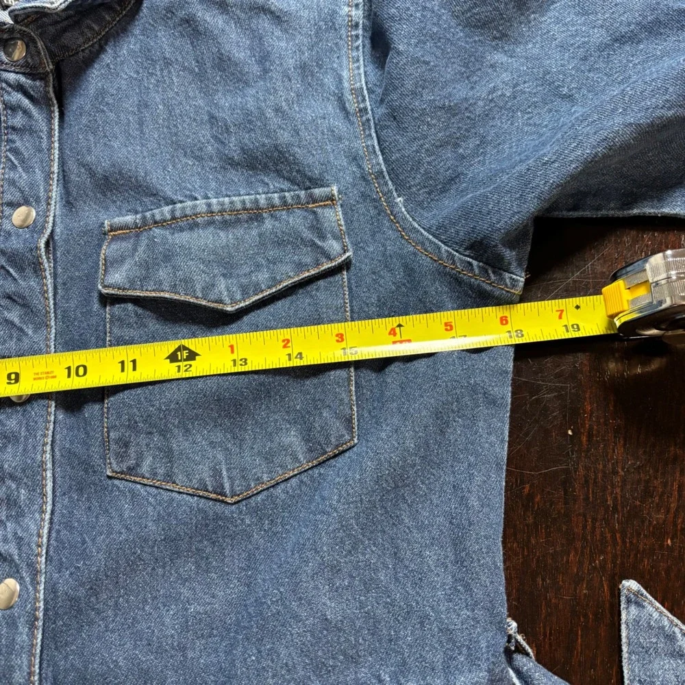 Friends Like These Denim Belted Midi Shirtdress Medium Wash Sz 6 Utility Rodeo - Picture 8 of 10